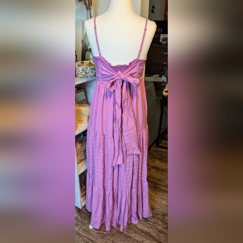 Haute Hippie Light Purple Tiered Maxi Dress Romantic Boho Fairy Size M So pretty